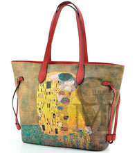 Carica l&#39;immagine nel visualizzatore di Gallery, Gyoiamea borsa fantasia dipinto quadro bacio klimt donna pelle shopping spalla