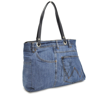 Borsa jeans artigianale  fatta a mano shopping capiente donna manici capiente