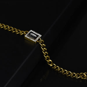 Bracciale maglia Acciaio inossidabile Donna Braccialetto smeraldo cristallo oro