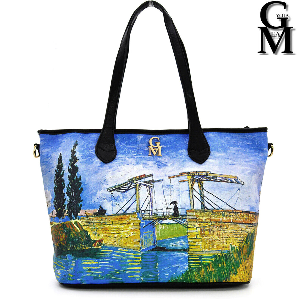 Borsa shopping dipinto stampa opera d'arte Il ponte di Langlois van Gogh nuovo