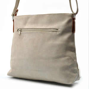 F firenze Borsa borsetta tracolla pelle tasche cerniere casual zip piccola beige