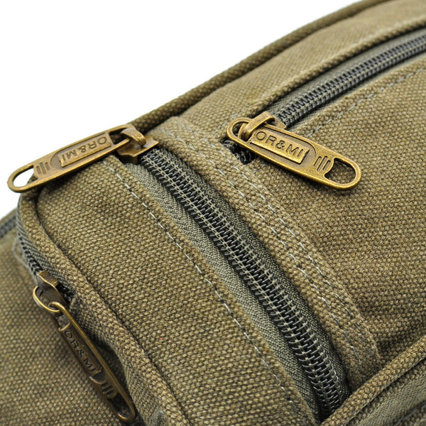 Marsupio 4 tasche zip uomo sportivo scomparti tessuto lavoro canvas cintura tela