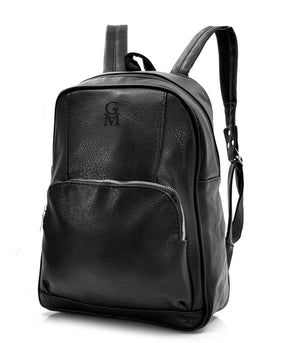 Zaino nero GM ufficio zip nuovo uomo donna classico tasche pelle sportivo lavoro