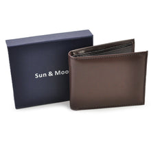 Carica l&#39;immagine nel visualizzatore di Gallery, Sun Moon Portafoglio uomo con scatola marrone porta carte ribaltina portamonete