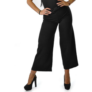 Pantalone largo pantapalazzo donna nero elasticizzato elegante italy morbido