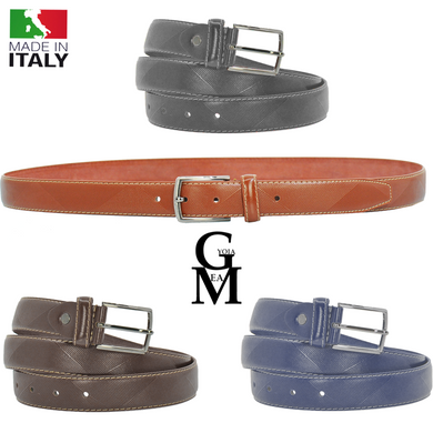 Cintura ecopelle rigata made in italy uomo cinta rigata elegante classica