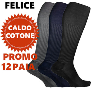 6 12 24 paia calze lunghe uomo gamba calzettoni lunghi caldo cotone NERE BLU