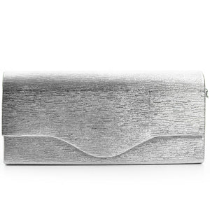 Pochette rigida lunga oro eventi matrimonio elegante tessuto effetto laminato