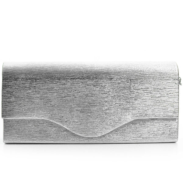 Pochette rigida lunga oro eventi matrimonio elegante tessuto effetto laminato