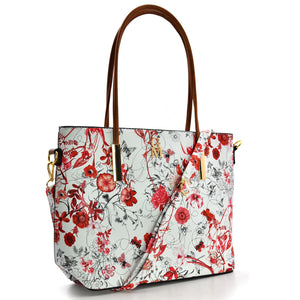 Borsa shopping moda grande GM donna grande spalla pelle fantasia fiori floreale