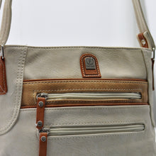 Carica l&#39;immagine nel visualizzatore di Gallery, F firenze Borsa borsetta tracolla pelle tasche cerniere casual zip piccola beige