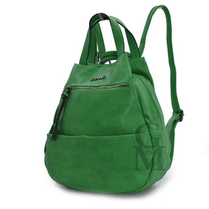 yyCOVERI zaino borsa donna pera verde nuovo TRASFORMABILE giornaliero 2in1 pelle