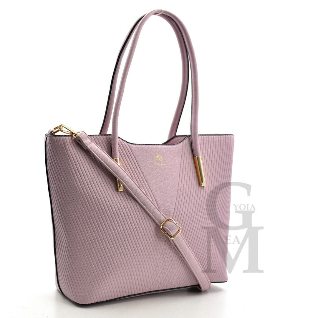 A.Basile set 3in1 borsa + borsetta + pochette trapuntata spina pesce donna lilla