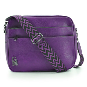 Borsa donna Gyoiamea vintage pelle viola tracolla postina capiente tasche multi