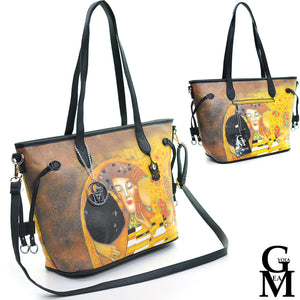 GM borsa STRASS fantasia dipinto quadro Gustav klimt donna pelle shopping spalla