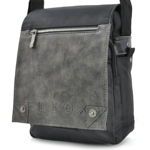 Borsello ELIOX nero grigio uomo borsa grande capiente zip tracolla pelle nylon