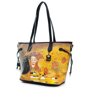 GM borsa STRASS fantasia dipinto quadro Gustav klimt donna pelle shopping spalla