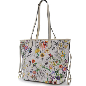 GM Borsa shopping nuova elegante casual beige passeggio fantasia fiori fiorata