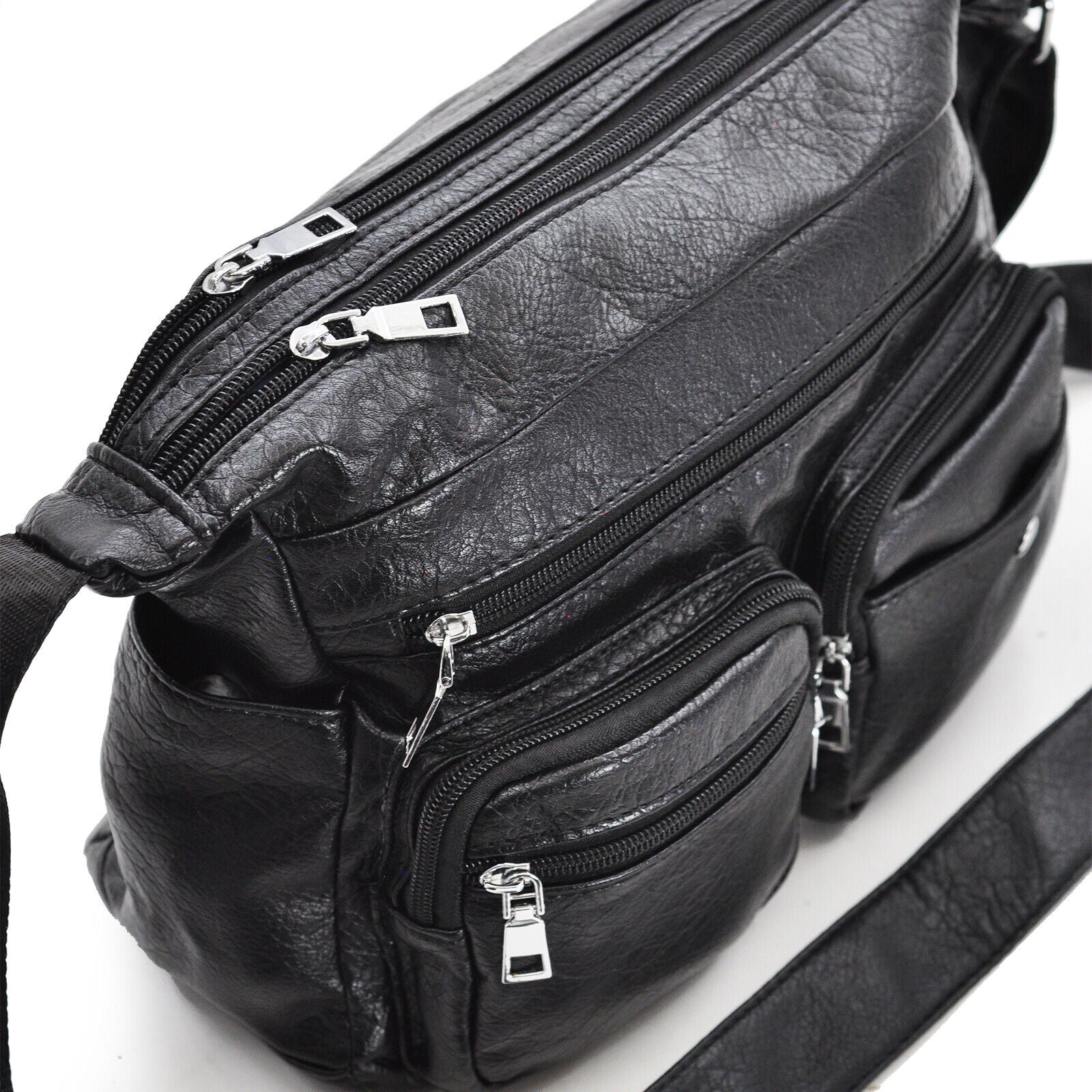 Borsa pelle multitasche grande nuova donna tracolla nera capiente eleg