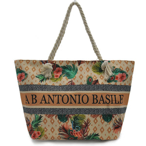 borsa mare fantasia brasile floreale firmata A.Basile colorata manici corda