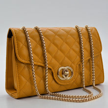 Carica l&#39;immagine nel visualizzatore di Gallery, Borsa ARYA borsetta pelle donna tracolla a catena trapuntata elegante rigida oro