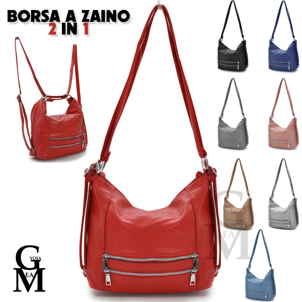 GM Borsa zaino 2in1 trasformabile donna colorata tracolla capiente comoda tasche