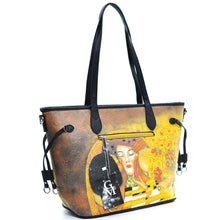 Carica l&#39;immagine nel visualizzatore di Gallery, GM borsa STRASS fantasia dipinto quadro Gustav klimt donna pelle shopping spalla