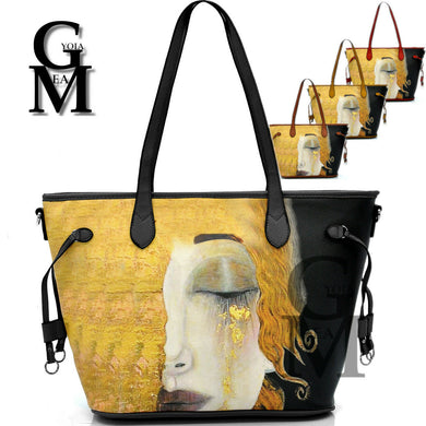 Gyoiamea borsa fantasia dipinto quadro Gustav klimt donna pelle shopping spalla