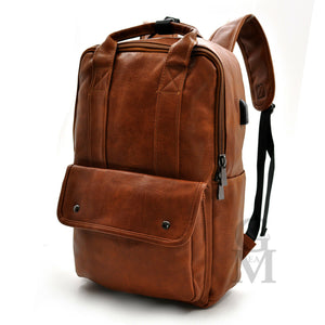 GM Zaino pelle portadocumenti pc viaggio lavoro passeggio grande vintage nuovo
