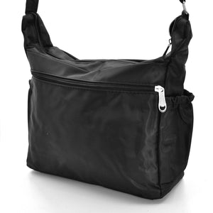 Borsa tessuto nylon impermeabile passeggio tracolla nera tasche moda postina zip