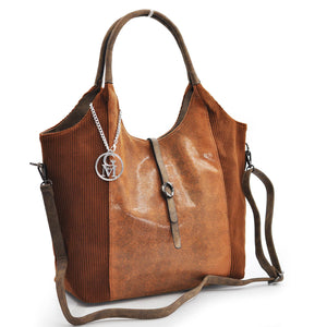 Borsa donna GM grande pelle shopping morbido hobo tracolla plissettata laminata