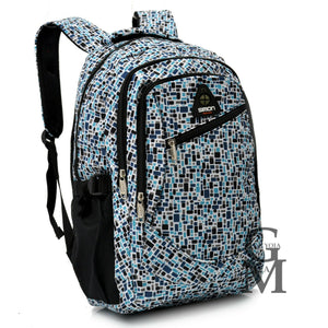 Zaino scuola studio fantasia pixel virtuale azzurro blu tasche superiori viaggio