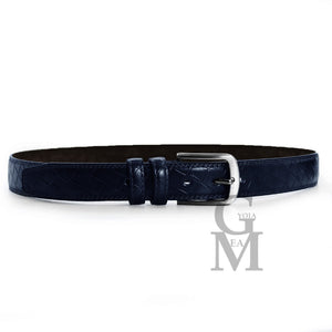 Cintura elegante uomo ricamata moda lusso vera pelle particolare luxury blu