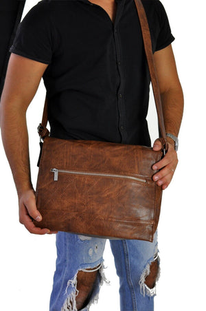 Borsa Uomo Tracolla Pelle  Lavoro Ufficio Messenger Bag Porta Laptop Casual