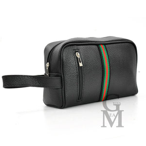 Pochette originale GM MODA strisce verdi uomo borsa mano pelle nero sport uomo