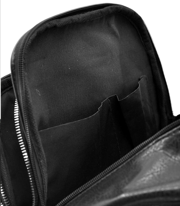 Zaino nero GM ufficio zip nuovo uomo donna classico tasche pelle sportivo lavoro