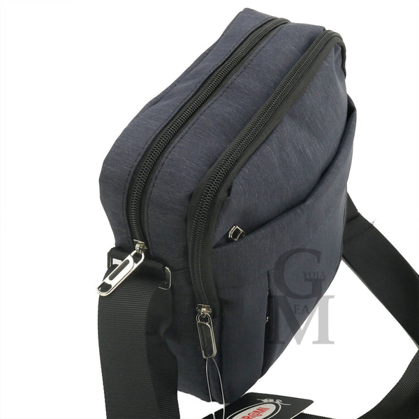 OR&MI Borsello uomo 5 zip casual sportivo cerniere tasche passeggio blu nero