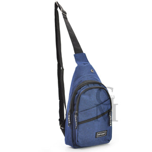 Marsupio SPORT uomo petto monospalla tasche zip sportivo borsa tracolla blu nero