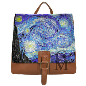 GM zaino donna fantasia quadro dipinto V. Van Gogh Notte stellata klimt il bacio