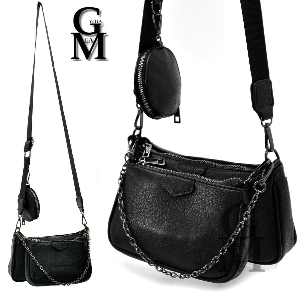 Multi pochette 3 in 1 borsetta accessori particolare mano passeggio piccola nera