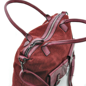 GM borsa morbida spalla donna vintage velluto coste e pelle capiente particolare