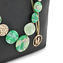 Carica l&#39;immagine nel visualizzatore di Gallery, La Master Borsa donna ricamata smeraldi pietre verdi nera shopping ciondolo moda