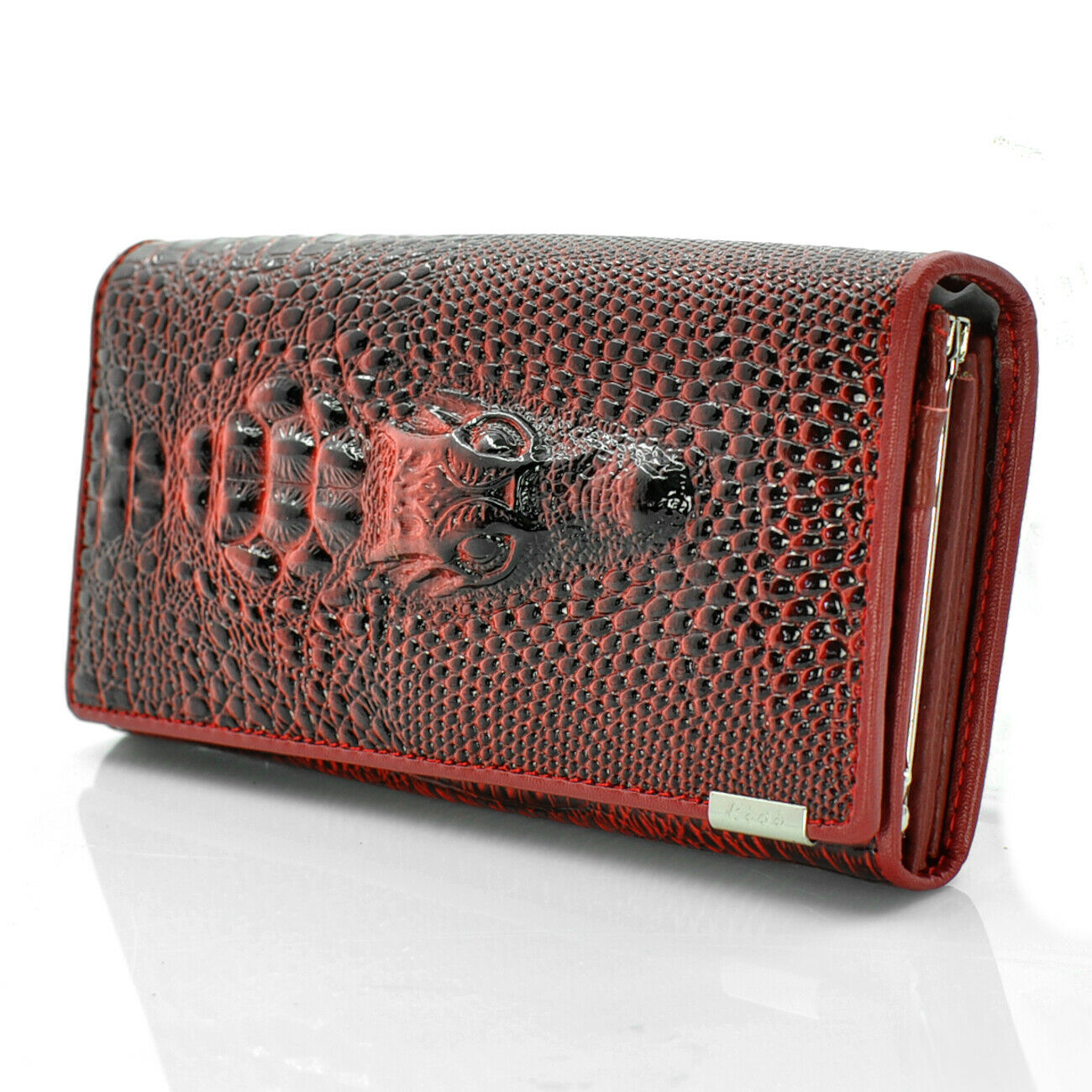 Portafoglio donna vera pelle coccodrillo italia tasche vintage carte  cerniera