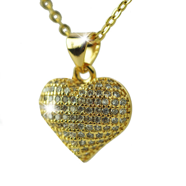 Collana donna punto luce oro strass zirconi incastonati ciondolo forma cuore