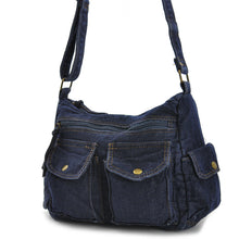 Carica l&#39;immagine nel visualizzatore di Gallery, Tracolla borsa jeans vintage jeansata nuovo artigianale fatta messenger donna