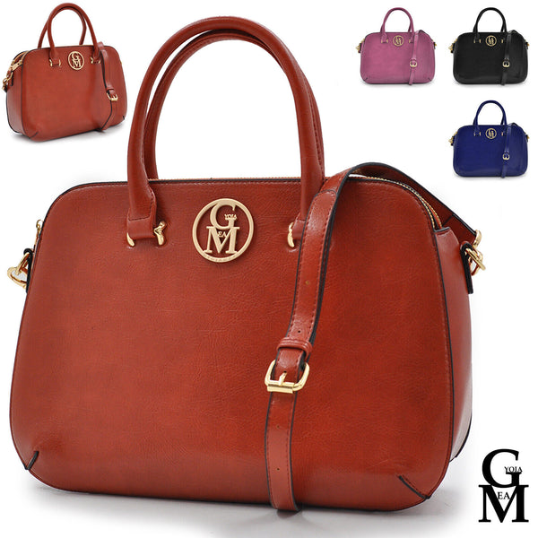 GM Borsa Avigail donna bauletto baule pelle rigida tracolla arancione signora