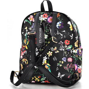 GM zaino zainetto donna nuovo fiori tropicale fantasia floreale grande tasche