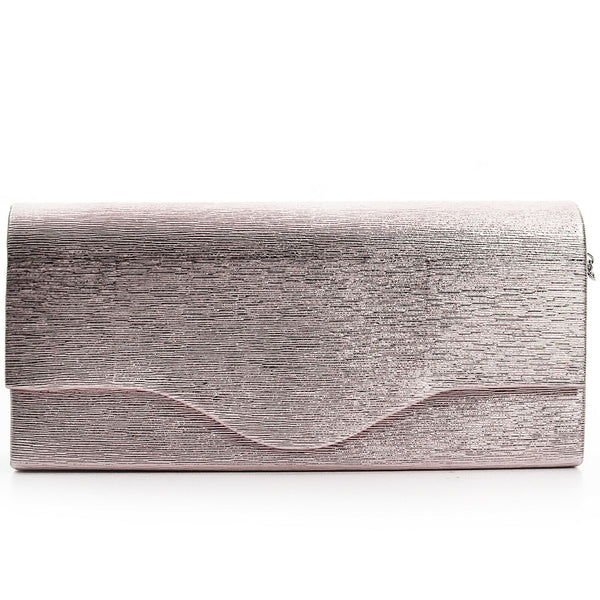 Pochette rigida lunga oro eventi matrimonio elegante tessuto effetto laminato