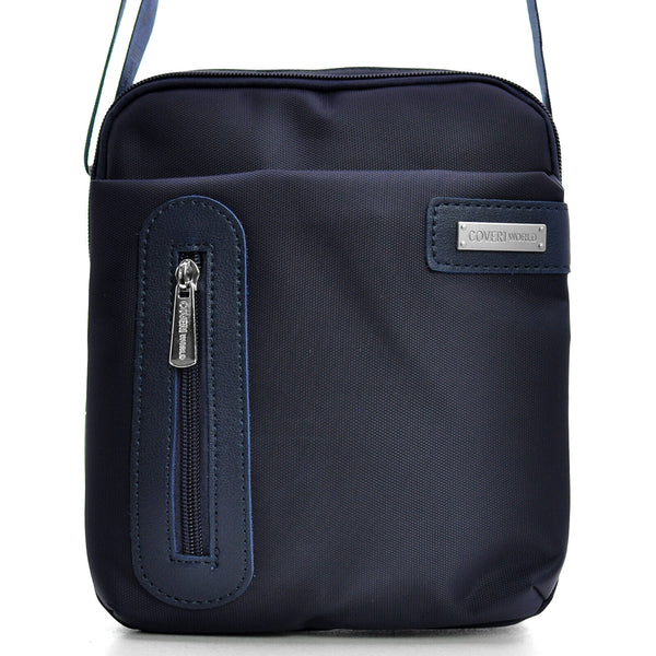 COVERI borsello uomo borsa tracolla sport nylon nero blu tessuto casual piccolo