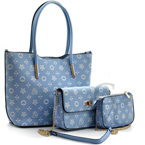 A.Basile set 3in1 borsa + borsetta + pochette fantasia fiorata fiori donna moda